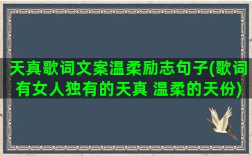 天真歌词文案温柔励志句子(歌词有女人独有的天真 温柔的天份)